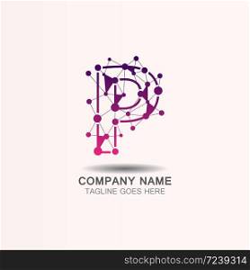 Letter P logo with Technology template concept network icon vector