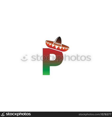 Letter P Mexican hat concept design illustration