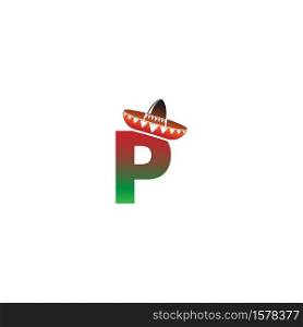 Letter P Mexican hat concept design illustration