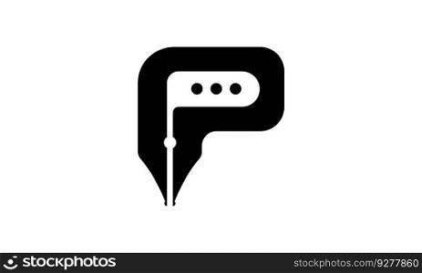 Letter p pen and chat logo Royalty Free Vector Image