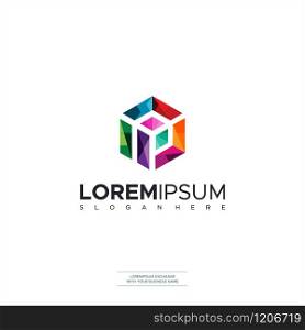 Letter P Polygon Logo Monochrome Full Color Design Template Elements Design