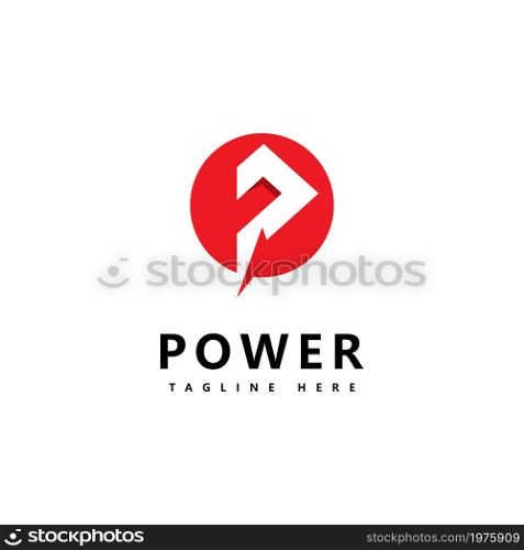 Letter P power logo icon vector design