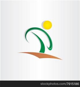 letter p tree and sun natural icon symbol