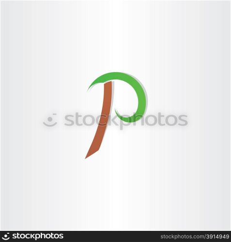 letter p vecror icon brown green symbol logo