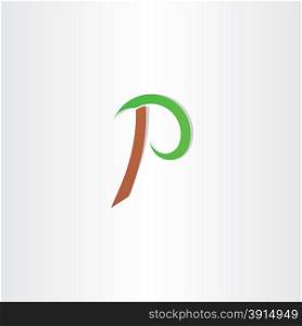 letter p vecror icon brown green symbol logo