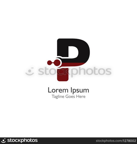 Letter P with Antom Creative logo or symbol template design