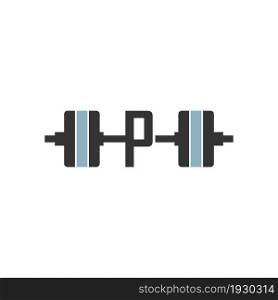 Letter P with barbell icon fitness design template vector