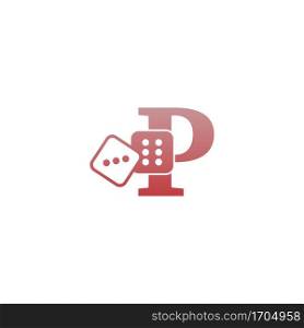 Letter P with dice two icon logo template vector