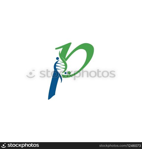 Letter P with DNA logo or symbol Template design vector