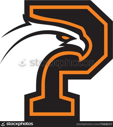 Letter P with eagle head. Great for sports logotypes and team mascots.