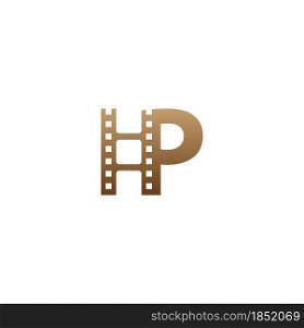 Letter P with film strip icon logo design template illustration