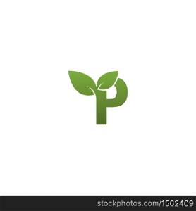 Letter P With green Leaf Symbol Logo Template