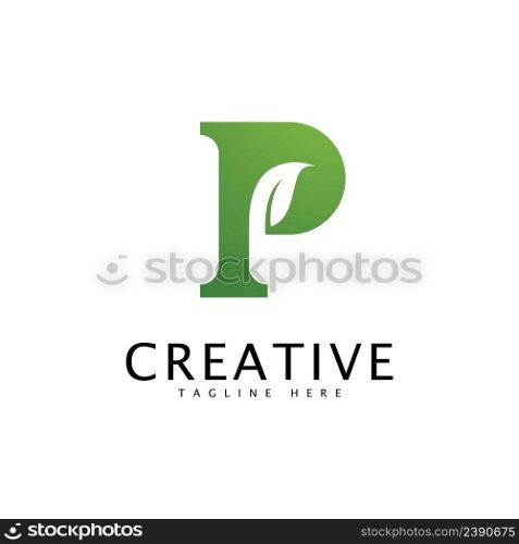 Letter  P with Leaf Logo template