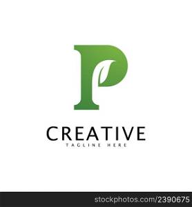 Letter  P with Leaf Logo template