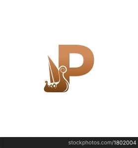 Letter P with logo icon viking sailboat design template illustration