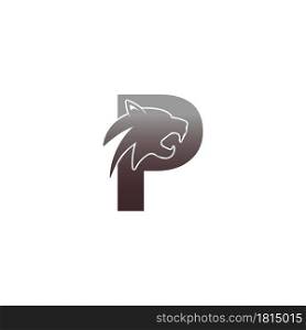 Letter P with panther head icon logo vector template