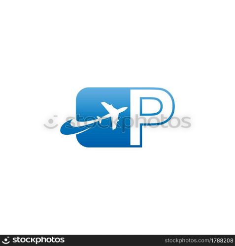 Letter P with plane logo icon design vector illustration