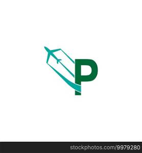 Letter P with plane logo icon design vector illustration