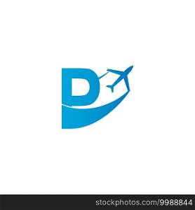 Letter P with plane logo icon design vector illustration template