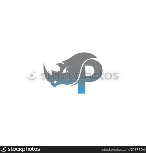 Letter P with rhino head icon logo template vector