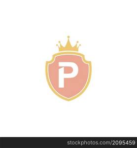 Letter P with shield icon logo design illustration vector
