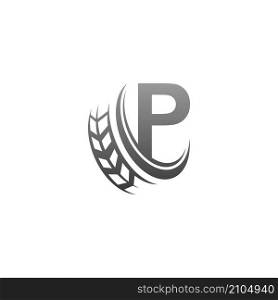 Letter P with trailing wheel icon design template illustration vector