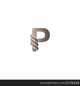 Letter P wrapped in rope icon logo design illustration vector