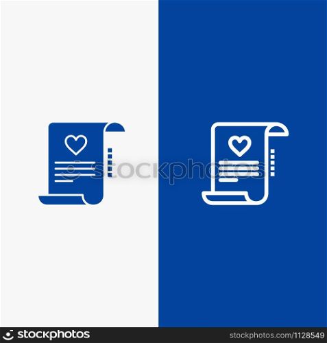 Letter, Paper, Document, Love Letter, Marriage Card Line and Glyph Solid icon Blue banner Line and Glyph Solid icon Blue banner