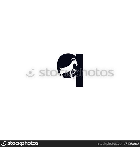 Letter Q And Goat Logo Template Design. Mountain goat vector logo design.