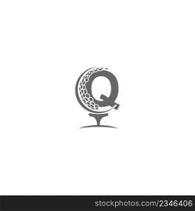 Letter Q and golf ball icon logo design illustration