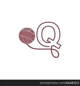 Letter Q and skein of yarn icon design illustration vector