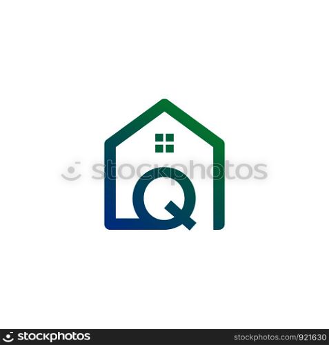 letter q architect, home, construction creative logo template, icon isolated elements. letter q architect, home, construction creative logo template