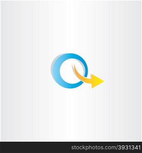 letter q arrow logo icon vector sign