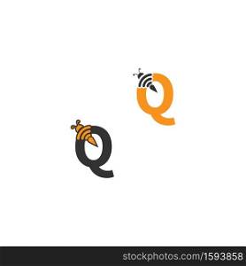 Letter Q bee icon  creative design logo illustration