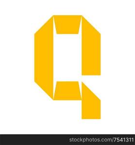 letter Q cut out from white paper, vector illustration, flat style.. letter Q cut out from white paper