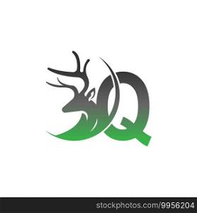 Letter Q icon logo with deer illustration design vector