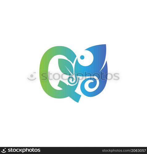 Letter Q icon with chameleon logo design template vector