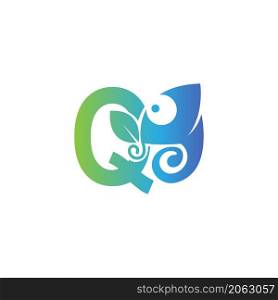 Letter Q icon with chameleon logo design template vector