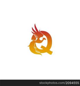 Letter Q icon with phoenix logo design template illustration