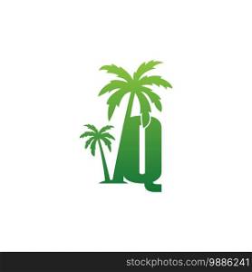 Letter Q logo and  coconut tree icon design vector illustration