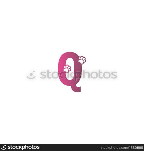 Letter Q logo design Dog footprints concept icon illustration