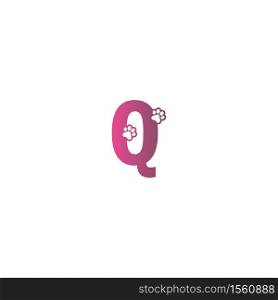 Letter Q logo design Dog footprints concept icon illustration