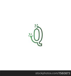 Letter Q logo design frog footprints concept icon illustration
