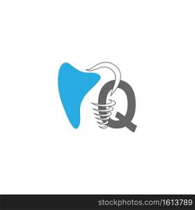 Letter Q logo icon with dental design illustration vector 