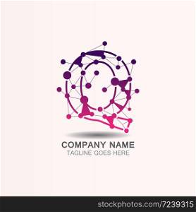 Letter Q logo with Technology template concept network icon vector