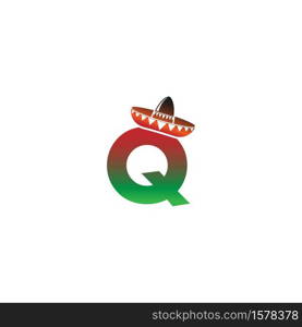 Letter Q Mexican hat concept design illustration