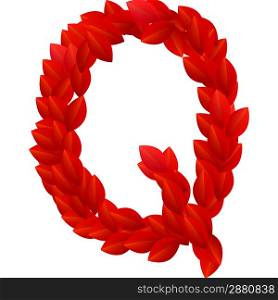 Letter Q of red petals alphabet