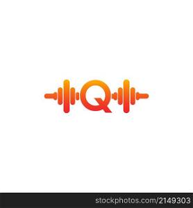 Letter Q with barbell icon fitness design template illustration vector
