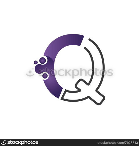 Letter Q with circle concept logo or symbol creative design template