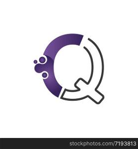 Letter Q with circle concept logo or symbol creative design template